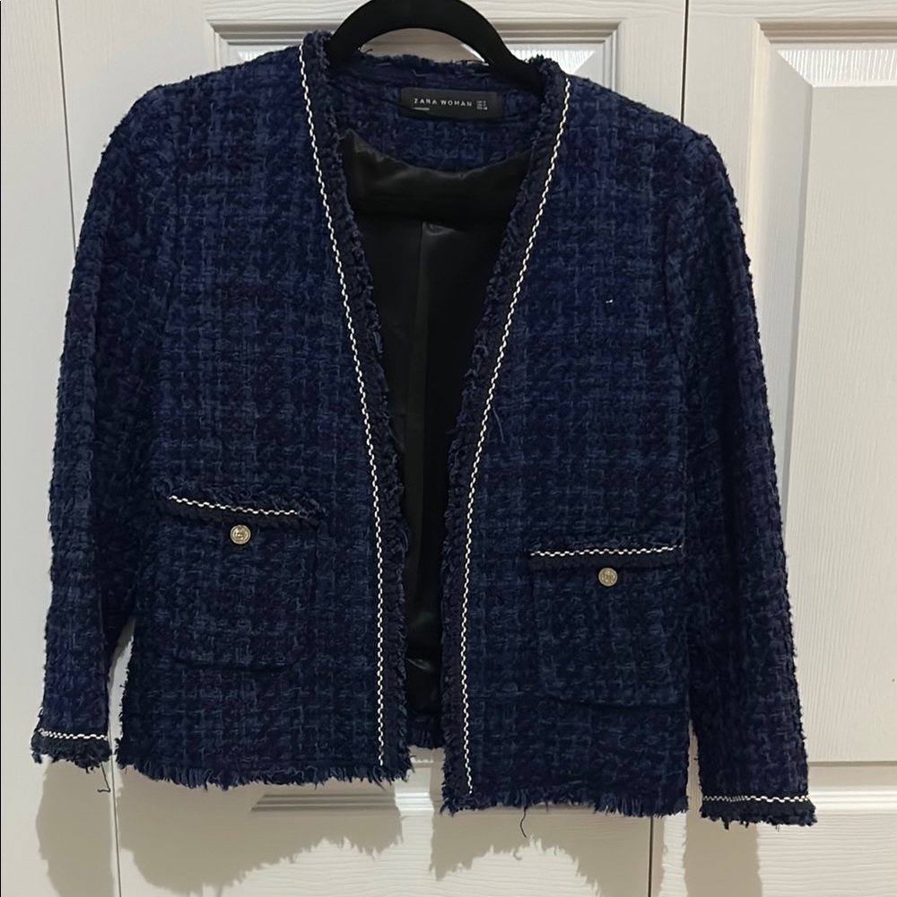 Women's Navy Tweed Jacket